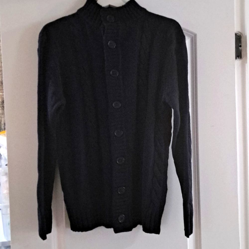 PJ Paul Jones Mens Cardigan Stand Collar Cable Knit Button Sweater  Small NWT